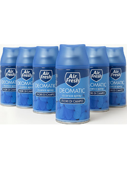 BAKAJI Σετ Αρωματικού Χώρου AIR FRESH Deomatic 6 x 250 ml Ανταλλακτικό Σπρέι Αρωματισμού Χώρου Άνθη Αγρού 02842410