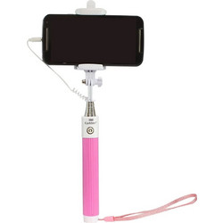 Selfie Stick με Υποδοχή 3.5 jack - Επεκτάσιμο 100 cm Ροζ (8719273223918)