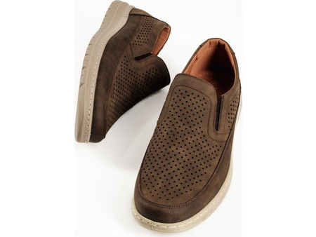 B-Soft καφέ ανδρικά ανατομικά slip-on με λάστιχα στο πλάι