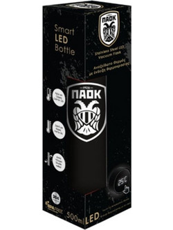 530699 ΘΕΡΜΟΣ 500ML ΑΝΟΞΕΙΔΩΤΟ LED 6,5Χ22,5ΕΚ PAOK