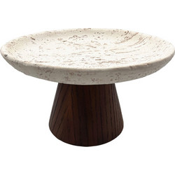 TRAVERTINO ΔΙΣΚΟΣ ΔΙΑΚΟΣΜΗΣΗΣ 22x22x13cm POLYRESIN STONE ΚΑΦΕ ΣΚΟΥΡΟ c504281