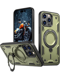 Forcell iPhone 16 Pro Max Hybrid Armor Holder Θήκη Σκληρή - Green