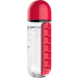 Παγούρι νερού 600ml με ενσωματωμένη θήκη για χάπια TMV-0036 κόκκινο