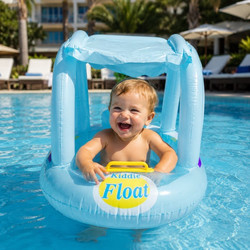 Παιδικό Σωσίβιο Swimtrainer με Μήκος 70εκ. και Σκίαστρο για 3 Ετών και Άνω Γαλάζιο Summer Joy 8438 - OEM