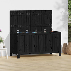 vidaXL Κουτί Αποθήκευσης Κήπου Μαύρο 121x55x64cm Μασίφ Ξύλο Πεύκου 1 τεμ