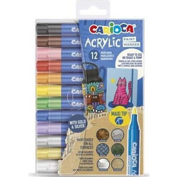 Μαρκαδόροι Ακρυλικοί Paint Marker Maxi Tip Carioca 12Τεμ. 45293