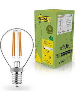 Λάμπα LED 123 led E14 G45 εξαιρετικά αποδοτική ίνα διάφανη 2700K 2.2W (40W)