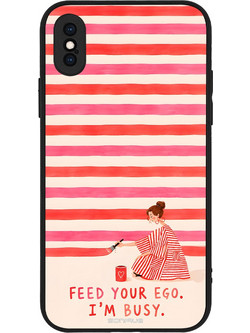 Sonique Stripe Stories Series Θήκη με Σχέδιο «Feed Your Ego» (iPhone XS / X)