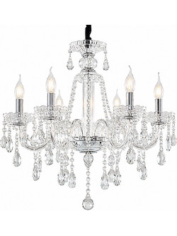 Artekko Chandelier Zara Πολυέλαιος 8φωτος Ε14 με Διάφανο Κρύσταλλο (70x70x100)cm