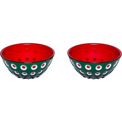 Guzzini Le Murrine 2 Bowl Set 12 cm Emerald green/ white/red