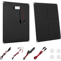 Φορτιστής μπαταρίας ηλιακού πάνελ VEVOR 30W 12V, Φορτιστής Solar Battery Trickle Charger με ενσωματωμένο έξυπνο ελεγκτή & 3 καλώδια σύνδεσης, IP67 Αδιάβροχο φορητό για RV Car Motorcycle Van Camper