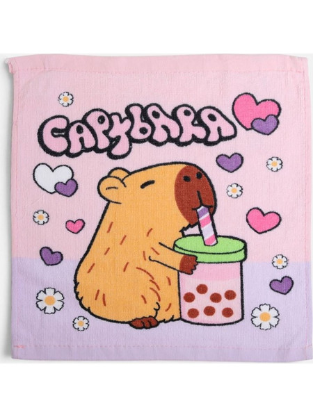 Πανάκι Βαμβακερό Βρεφικό για Κορίτσι Ροζ Capybara 30x30cm