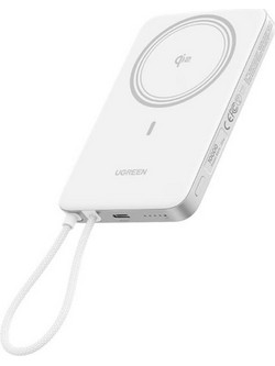 Ugreen PB570 MagFlow Air Wireless Power Bank 10000mAh 30W με Ενσωματώμενο Καλώδιο USB-C PD White