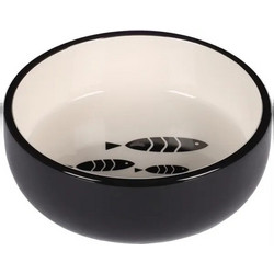 Feeding and drinking bowl Sardi Round Black & White 13,5cm x 13,5cm x 4,5cm - 400ml - 13,5cm