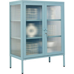 STEELEN COLOR Μεταλλική Ντουλάπα 80x40x90cm Πάχους 0.8mm Εσωτερικού Χώρου Βιτρίνα με Τζάμι και Πόδια Baby Blue