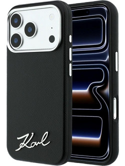 Karl Lagerfeld Saffiano Small Script Metal Logo MagSafe Θήκη iPhone 17 Pro Max / 18 Pro Max Black (KLHMP18X6PWSKSK)