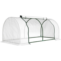 Outsunny Θερμοκήπιο Τούνελ Ατσάλινο με Κάλυμμα PVC 200 x 100 x 80 εκ. Λευκό 845-305V01WT