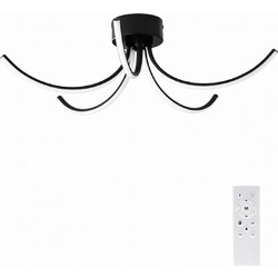 VenCore Vento Black 7741-20046 - Μοντέρνο Φωτιστικό Οροφής Πλαφονιέρα LED 45W Μαύρο Αλουμίνιο με Ρυθμιζόμενο CCT Λευκό - Ημέρας - Θερμό & Χειριστήριο - Φ53 x Υ16cm
