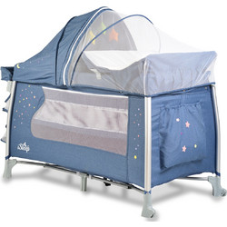 Cangaroo Isleep Παρκοκρέβατο 2 Επίπεδων με Στρώμα Δίχτυ & Αλλαξιέρα Denim Jeans