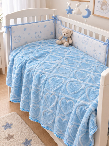 Βρεφική Κουβέρτα Κούνιας Blue Hearts ParrisHome 110X140