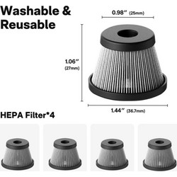 HOTO Σετ 4 Φίλτρων HEPA (S) για Capsule Ηλεκτρική Σκούπα & Φυσητήρα Αέρα