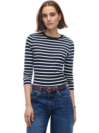 Γυναικεία Μπλούζα Tommy Hilfiger Cody Slim C Nk Ls Stripe Dark Blue Ecru WW0WW53689-0X4