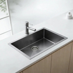 Sanitec Vision Nano Black 6050B Επικαθήμενος Νεροχύτης Inox Σατινέ 60x50cm