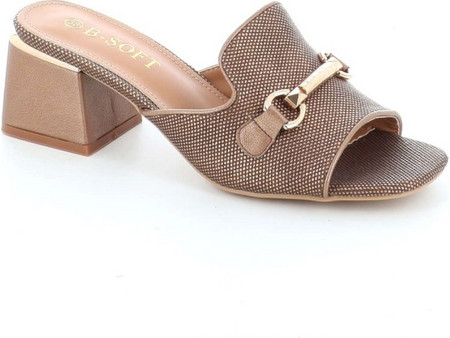 Mules με εγκράφα και μεσαίο τακούνι Eco Leather Pvc 5,5 cm ΜΠΡΟΝΖΕ