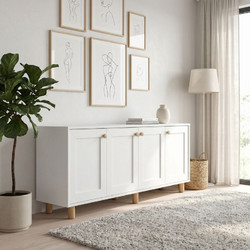 Μπουφές Bohemian Megapap χρώμα λευκό - φυσικό οξιάς 180x40x75εκ. - MEGAPAP