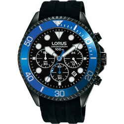 Lorus Ανδρικό Ρολόι Χρονογράφος με Μαύρο Καουτσούκ Λουράκι RT323GX9