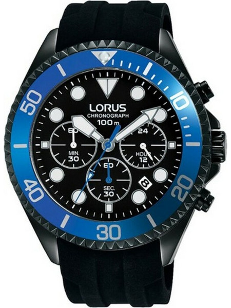 Lorus Ανδρικό Ρολόι Χρονογράφος με Μαύρο Καουτσούκ Λουράκι RT323GX9