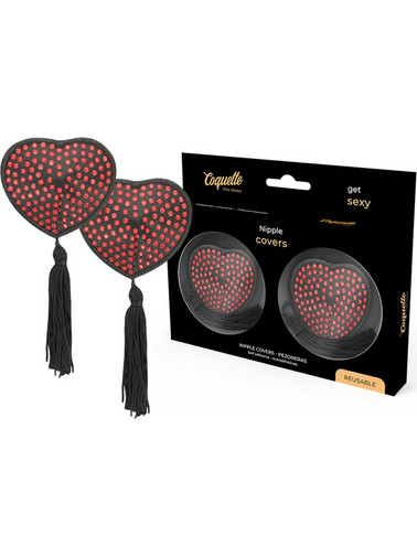 COQUETTE CHIC DESIRE NIPPLE COVERS HEART BLACK / RED