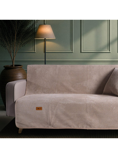 Ριχτάρι Αντιολισθητικό Αδιάβροχο Pearl 02 Beige Teoran Τριθέσιο 180x300cm