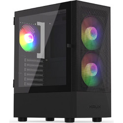 KRUX Vako Black Gaming Midi Tower Κουτί Υπολογιστή με Πλαϊνό Παράθυρο