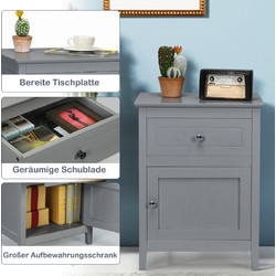 Costway Διπλό Ξύλινο Κομοδίνο με Αποθήκευση 48 x 38 x 63,5 cm HW66339GR-2