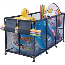 Κάδος αποθήκευσης πισίνας VEVOR, 175,5 x 81,5 x 89 cm, Rolling Pool Float Storage Organizer με πλαϊνές τσέπες & βάση για ζυμαρικά, ανθεκτικό μεταλλικό πλαίσιο, αναπνέον διχτυωτό καλάθι δίπλα στην πισί