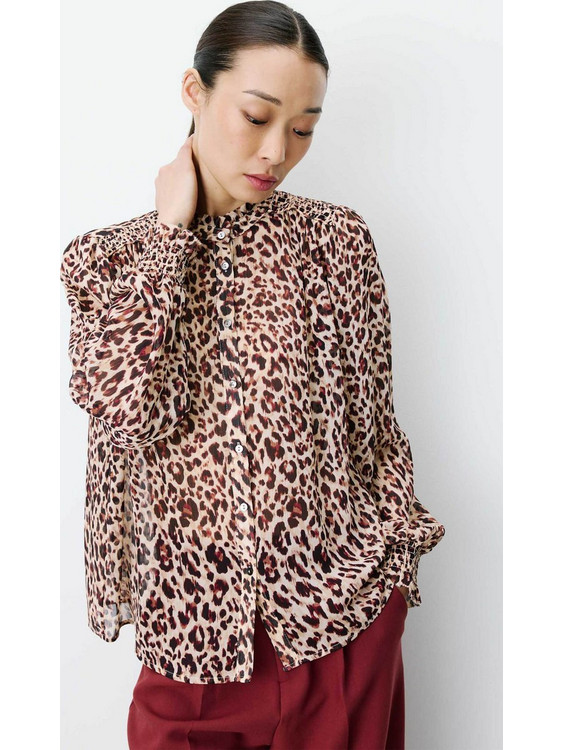 Grace & Mila Almira Γυναικείο Πουκάμισο Animal Print Καφέ