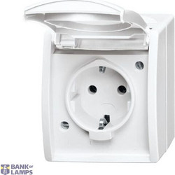 Socket Outlet ocean 20 EW-54-500 SCHUKO 16A IP44 Hinged Lid White