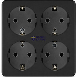 4-Way Power Socket 16A, 250VMax:3680W, IP20 Without Cable, Black