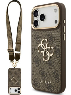 Guess 4G Big 4G Classic Logo Big Strap Metal Buttons Θήκη Brown (iPhone 18 Pro / 17 Pro)