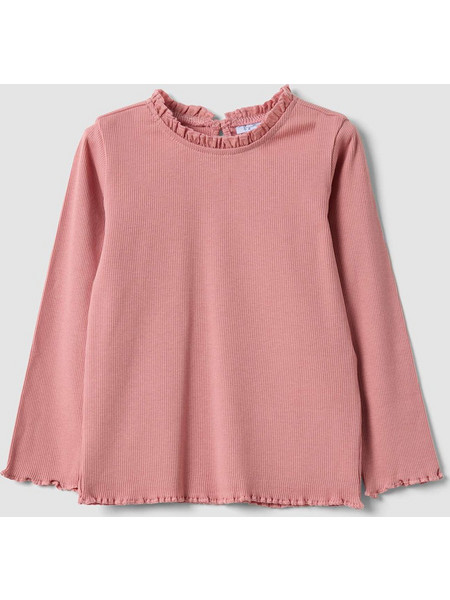 OVS TSH LS RIB FRILL ORGANIC 2865336-Rosette Pink