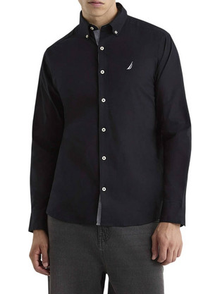 Nautica Poplin Classic Shirt Ανδρικό Πουκάμισο Μαύρο N1CR0117/011