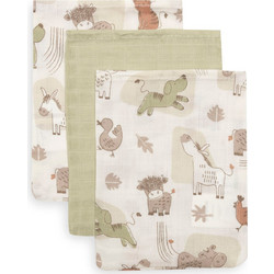 Jollein Washcloth Muslin 15x20cm - Barn Buddies - 3 Pack 536-848-68198