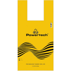 POWERTECH σακούλα εμπορευμάτων τύπου φανελάκι PT-1718, 30x60cm, νάιλον, κίτρινη, 20τμχ