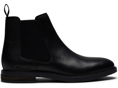 Clarks Jaxen Easy Ανδρικά Μποτάκια Δερμάτινα Μαύρα 26327365