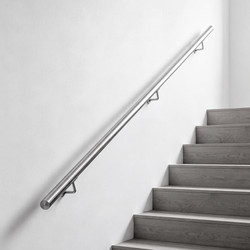 VEVOR Τοίχου Σκαλοπάτι Χειρολαβή, 200 cm 113.4 kg Μεταλλική Ράγα Ασημί, για Εσωτερικά Σκαλοπάτια, Σοφίτα, Βεράντα & Χώρους, Βαρέως Τύπου Βιομηχανική Χάλυβας Ανοξείδωτου Χειρολαβή, Στρογγυλός Σωλήνας,