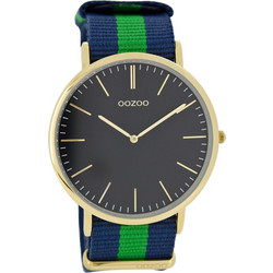 Oozoo Timepieces Vintage Ανδρικό Ρολόι με Μπλε Υφασμάτινο Λουράκι C6923