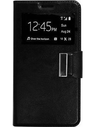 Δερμάτινη θήκη πορτοφόλι με παράθυρο Και Πίσω Κάλυμμα Σιλικόνης για LG G5 (H850) Μαύρο (ΟΕΜ)