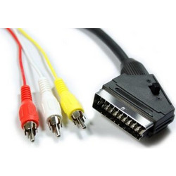 SCART IN/OUT WITH SWITCH 21PIN CABLE TO 3 Χ RCA 1,5m (HQB-024)