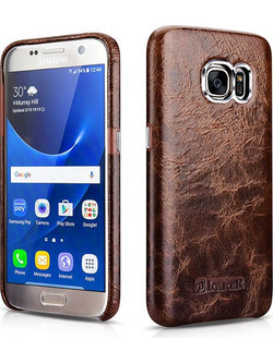 Θήκη ICARER Δερμάτινη Oil Wax Back Cover για SAMSUNG GALAXY S7 - COFFEE